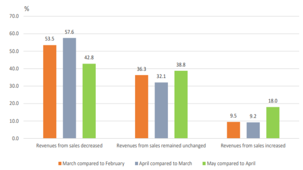 chart tracking the impact of COVID-19 on Bulgarian non-financial enterprises in 2020