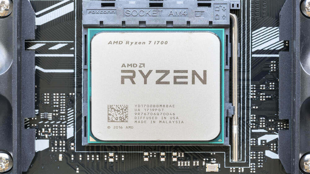 Снимка на компютърен чип AMD Ryzen 