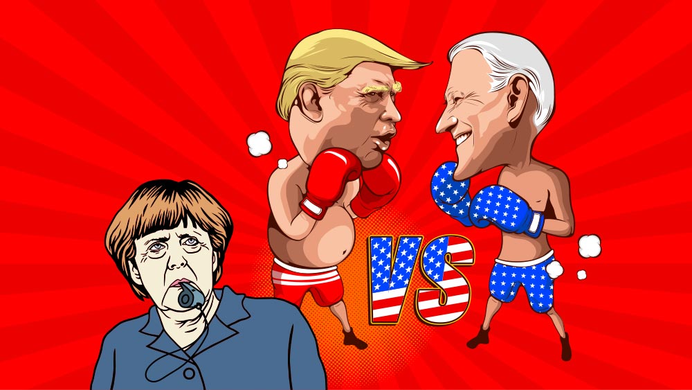 Trump and Biden on boxing match with Merkel as referee