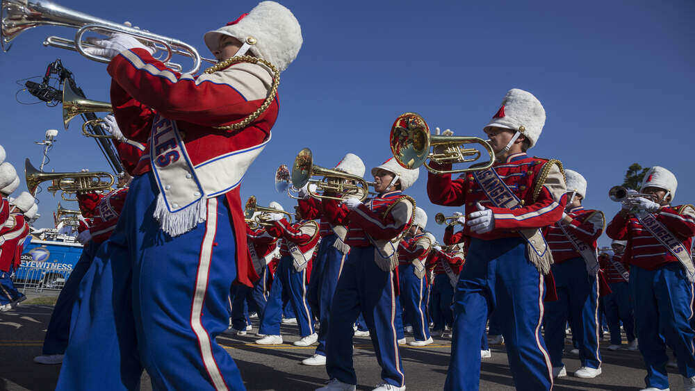 Band marching in honor of MLK Day in the U.S.