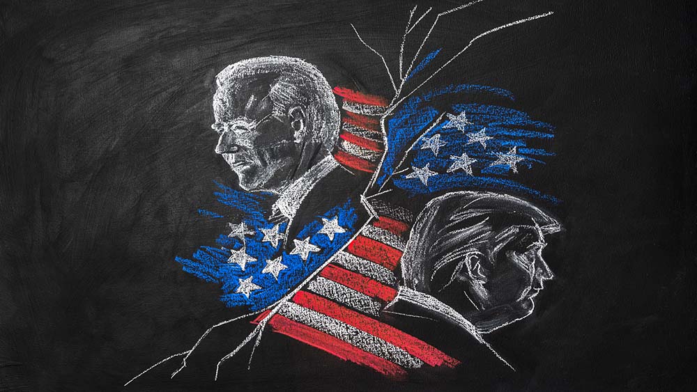 Илюстрация на президентите Тръмп и Байдън