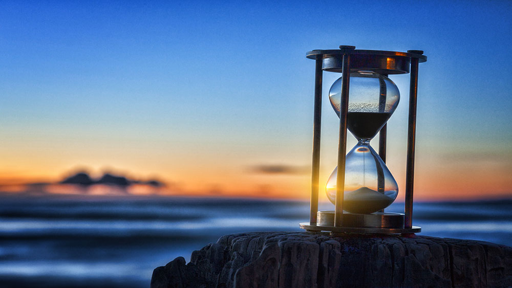 hourglass at sunset